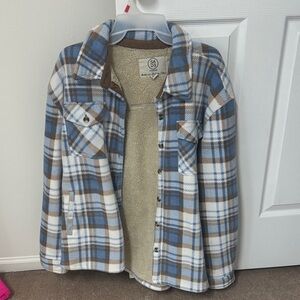 Cascade Collective Blue and Brown Plaid Kids Jacket